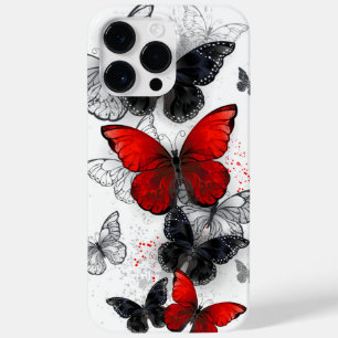 Flying Black en Red Morpho Vlinders Case-Mate iPhone 14 Pro Max Hoesje