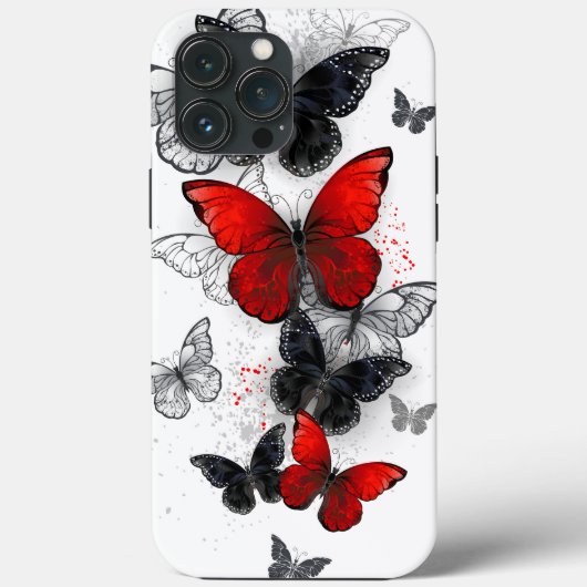 Flying Black en Red Morpho Vlinders Case-Mate iPhone Case (Achterkant)