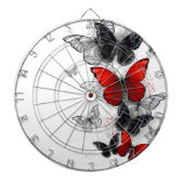 Flying Black en Red Morpho Vlinders Dartbord (Voorkant)