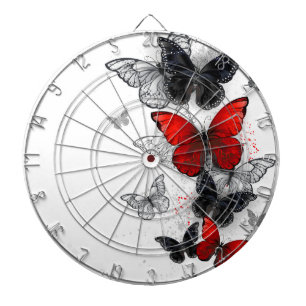 Flying Black en Red Morpho Vlinders Dartbord