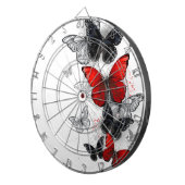 Flying Black en Red Morpho Vlinders Dartbord (Voorkant Rechts)