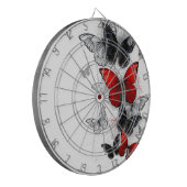 Flying Black en Red Morpho Vlinders Dartbord (Voorkant Links)