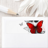 Flying Black en Red Morpho Vlinders Etiket (Insitu)