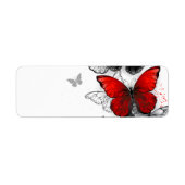 Flying Black en Red Morpho Vlinders Etiket (Voorkant)