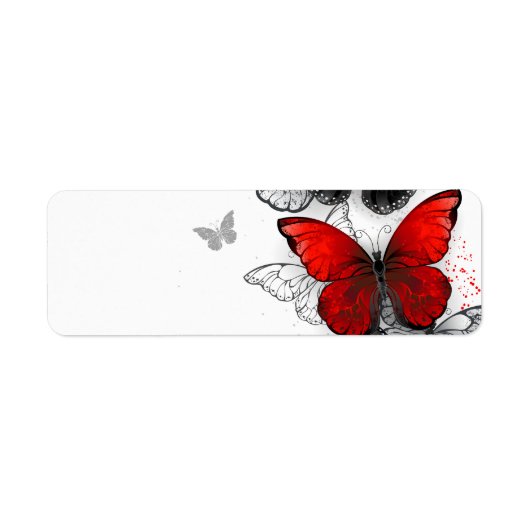 Flying Black en Red Morpho Vlinders Etiket (Voorkant)