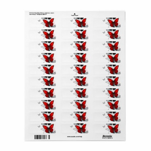 Flying Black en Red Morpho Vlinders Etiket (Full Sheet)