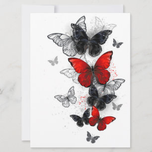 Flying Black en Red Morpho Vlinders Feestdagenkaart