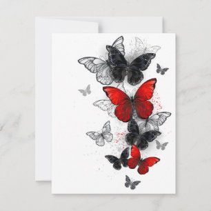 Flying Black en Red Morpho Vlinders Feestdagenkaart