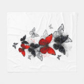 Flying Black en Red Morpho Vlinders Fleece Deken (Voorkant (Horizontaal))