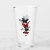 Flying Black en Red Morpho Vlinders Glas (Achterkant)