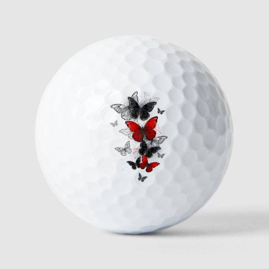 Flying Black en Red Morpho Vlinders Golfballen (Voorkant)