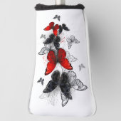 Flying Black en Red Morpho Vlinders Golfheadcover (Draai 90)