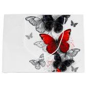 Flying Black en Red Morpho Vlinders Groot Cadeauzakje (Voorkant)