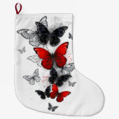 Flying Black en Red Morpho Vlinders Grote Kerstsok (Voorkant)