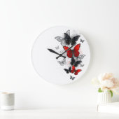 Flying Black en Red Morpho Vlinders Grote Klok (Huis)