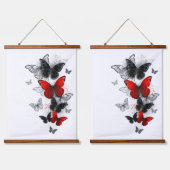Flying Black en Red Morpho Vlinders Hangend Wandkleed (Dubbel)