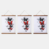 Flying Black en Red Morpho Vlinders Hangend Wandkleed (Driedubbel)