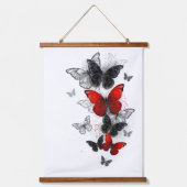 Flying Black en Red Morpho Vlinders Hangend Wandkleed (Voorkant 2)