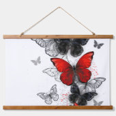 Flying Black en Red Morpho Vlinders Hangend Wandkleed (Voorkant 2)