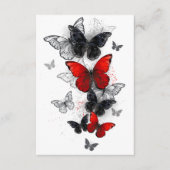 Flying Black en Red Morpho Vlinders Informatiekaartje (Voorkant)
