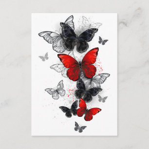 Flying Black en Red Morpho Vlinders Informatiekaartje