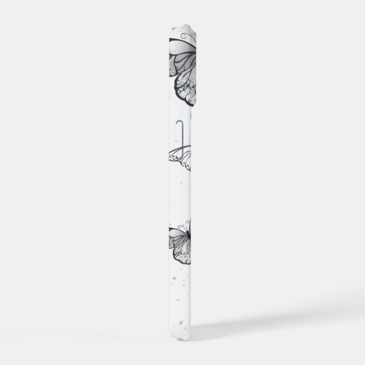 Flying Black en Red Morpho Vlinders iPhone 15 Case (Rechterkant)