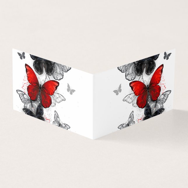 Flying Black en Red Morpho Vlinders Kaart (Buitenkant)