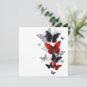 Flying Black en Red Morpho Vlinders Kaart (Staand voorkant)