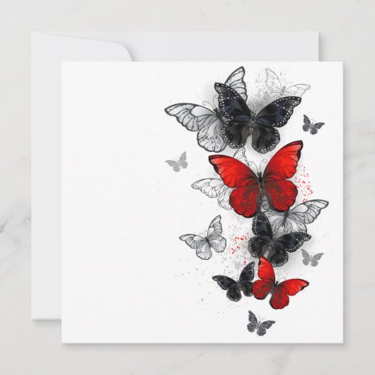 Flying Black en Red Morpho Vlinders Kaart (Voorkant)