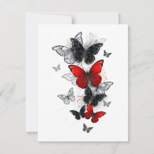 Flying Black en Red Morpho Vlinders Kaart