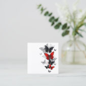 Flying Black en Red Morpho Vlinders Kortingskaartje (Staand voorkant)