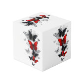 Flying Black en Red Morpho Vlinders Kubus (Achter hoekig)