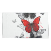 Flying Black en Red Morpho Vlinders Kussensloop (Achterkant)