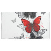 Flying Black en Red Morpho Vlinders Kussensloop (Voorkant)