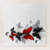 Flying Black en Red Morpho Vlinders Legpuzzel (Horizontaal)