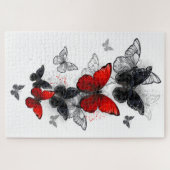 Flying Black en Red Morpho Vlinders Legpuzzel (Horizontaal)