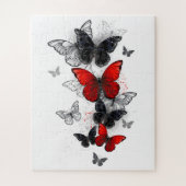 Flying Black en Red Morpho Vlinders Legpuzzel (Verticaal)