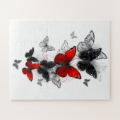 Flying Black en Red Morpho Vlinders Legpuzzel (Horizontaal)