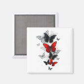 Flying Black en Red Morpho Vlinders Magneet (Voorkant / Achterkant)