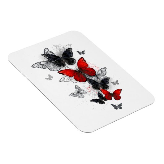 Flying Black en Red Morpho Vlinders Magneet (Rechterzijde)