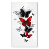 Flying Black en Red Morpho Vlinders Magnetisch Visitekaartje (Voorkant Verticaal)