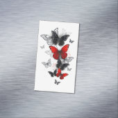 Flying Black en Red Morpho Vlinders Magnetisch Visitekaartje (Voorbeeld)