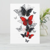 Flying Black en Red Morpho Vlinders Menu (Staand voorkant)