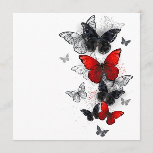 Flying Black en Red Morpho Vlinders Menu (Voorkant)