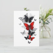 Flying Black en Red Morpho Vlinders Menu (Staand voorkant)