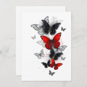 Flying Black en Red Morpho Vlinders Menu (Voorkant / Achterkant)