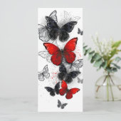 Flying Black en Red Morpho Vlinders Menu (Staand voorkant)