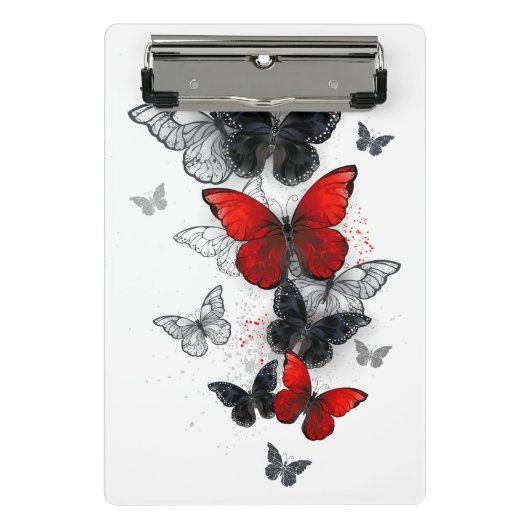 Flying Black en Red Morpho Vlinders Mini Klembord (Voorkant)