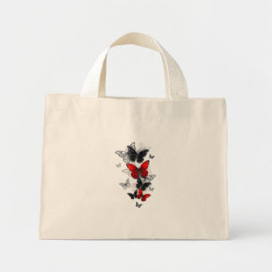 Flying Black en Red Morpho Vlinders Mini Tote Bag