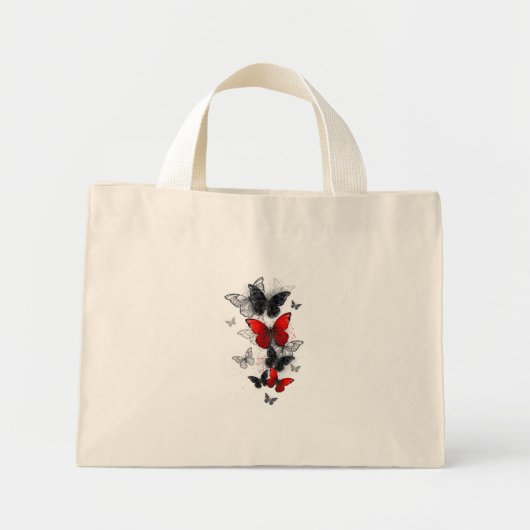 Flying Black en Red Morpho Vlinders Mini Tote Bag (Voorkant)